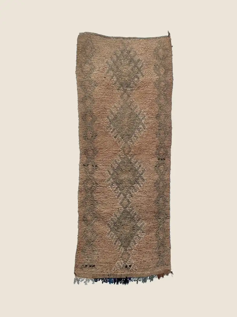Warm Beni M'Guild rug 75×200cm, vintage Moroccan runner handwoven in wool with striped beige and brown pattern