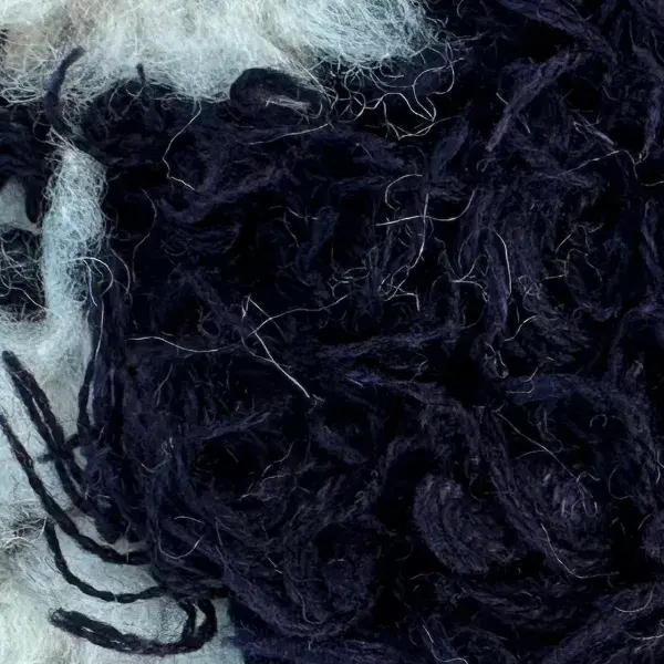 A color swatch labeled Very Dark Navy Blue from the black family, featured in the Beni M'guild Rug: