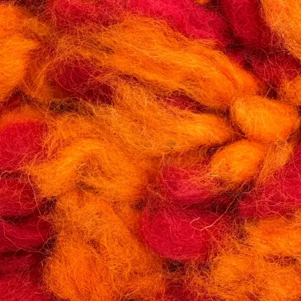 A color swatch labeled Warm Orange from the Vivid Orange & Red Beni M'guild product line, showing a